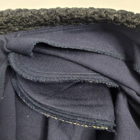 VINTAGE 80s dress navy blue chenille collar wrap maxi M - Picture 9 of 12